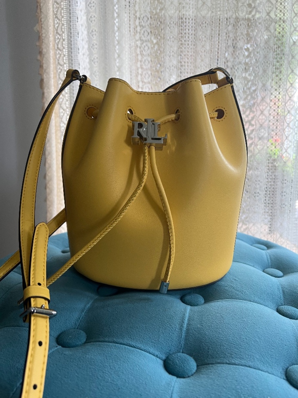 Ralph Lauren Leather drawstring bucket crossbody bag